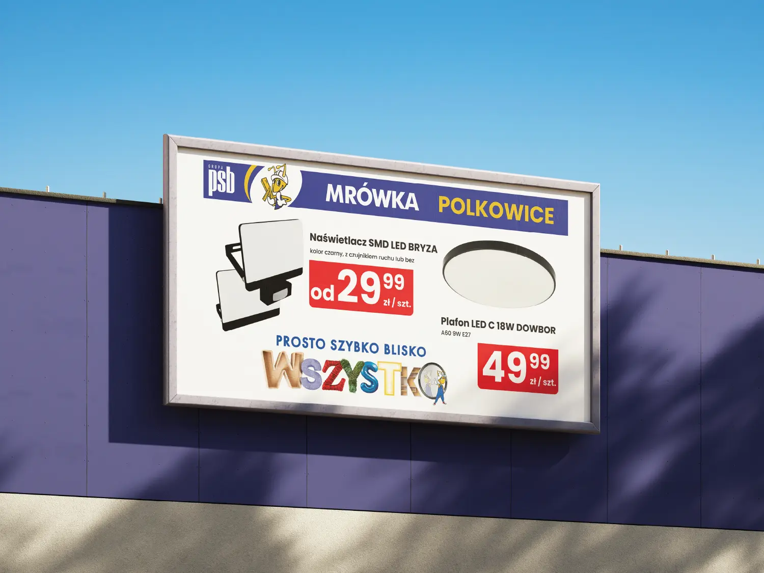 Oklejenie witryn PSB Mrówka Polkowice folią One Way Vision